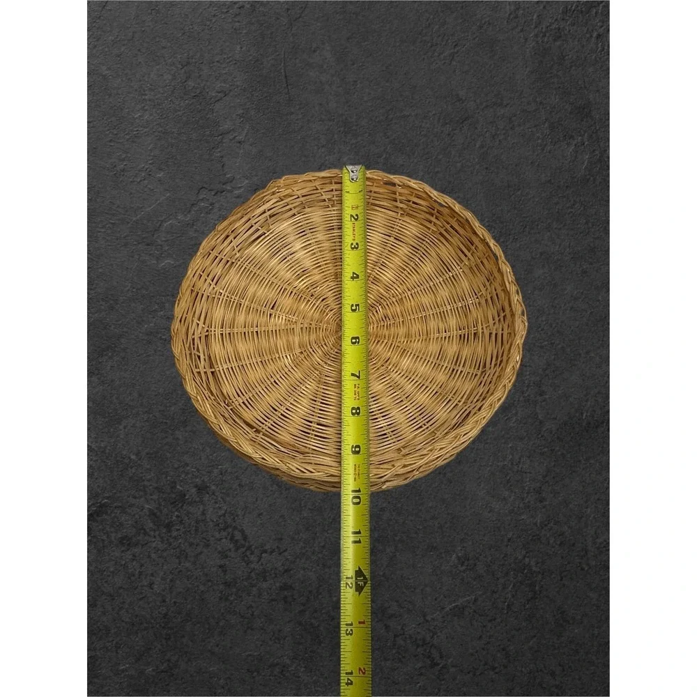 Vintage Wicker Paper Plate Holders Set of 4 Tan Woven Rattan Decor